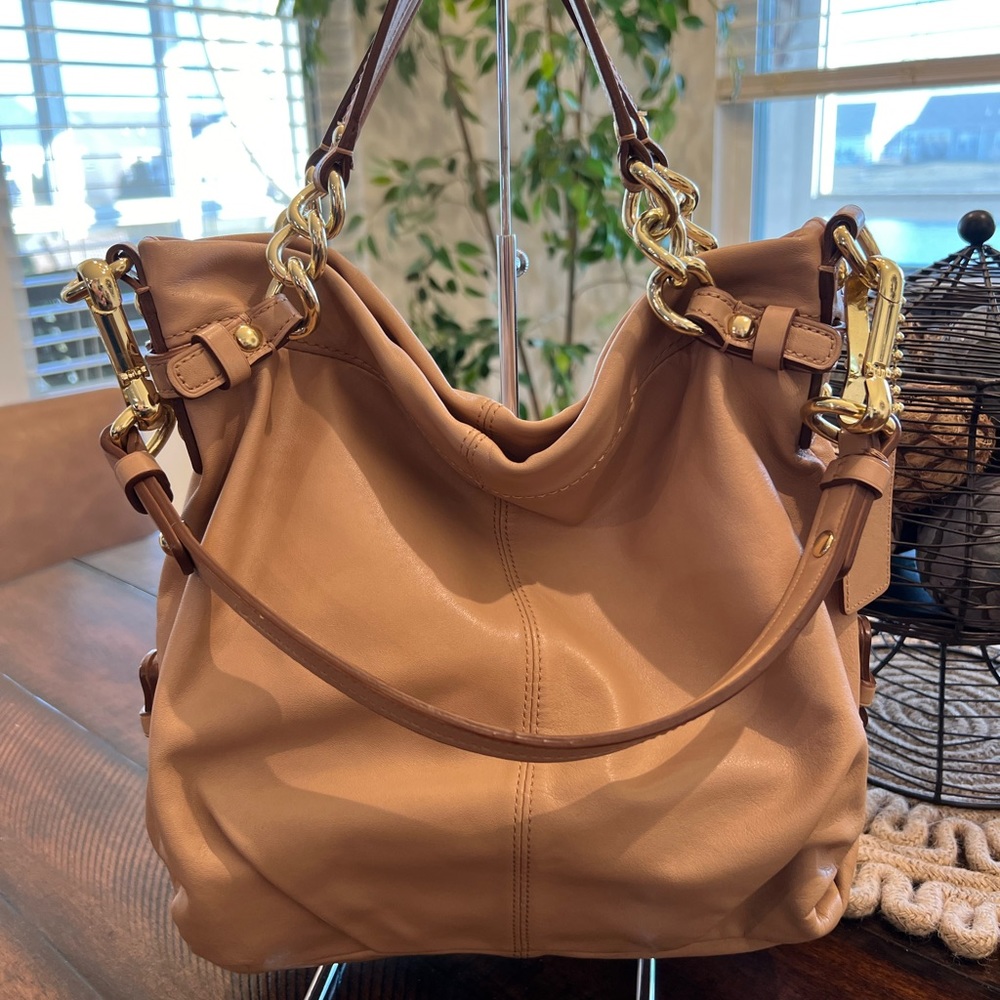COACH BROOKE HOBO SHOULDER BAG EUC RARE COLOR CAMEL TAN SMOOTH LEATHER W GOLD